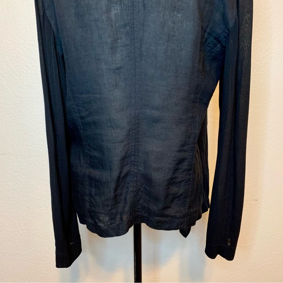 Pure DKNY Open Waterfall Front Drapey Linen Jacket Black Size Medium - Picture 11 of 16